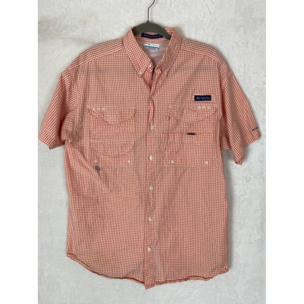 Columbia PFG Super Bonehead Omni-Shade Short Sleeve Button Up Shirt Mens Medium